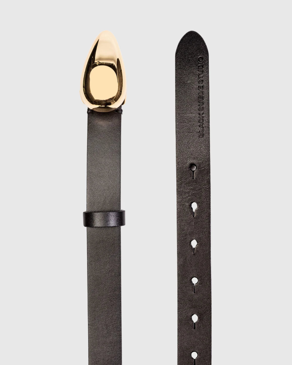 Black Suede Studio | Ceinture en cuir "Bean Belt" - Noir et Or