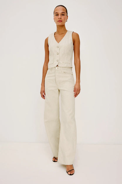 Rails | Jean ''Belmont'' taille haute et jambes arquées - Rayures écru