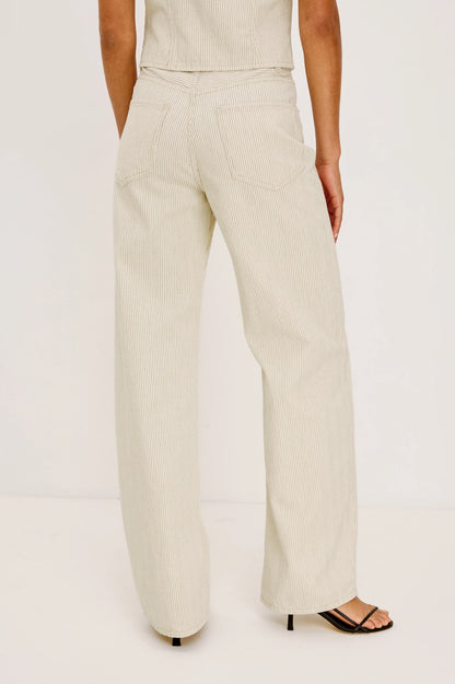 Rails | Jean ''Belmont'' taille haute et jambes arquées - Rayures écru