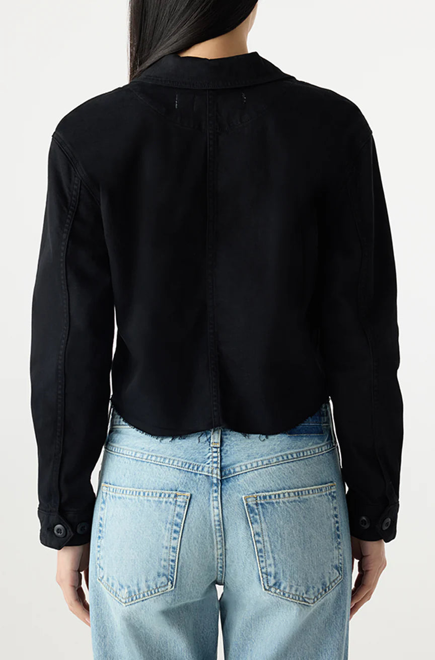 AMO | La veste courte en denim extensible Carly  - Noir