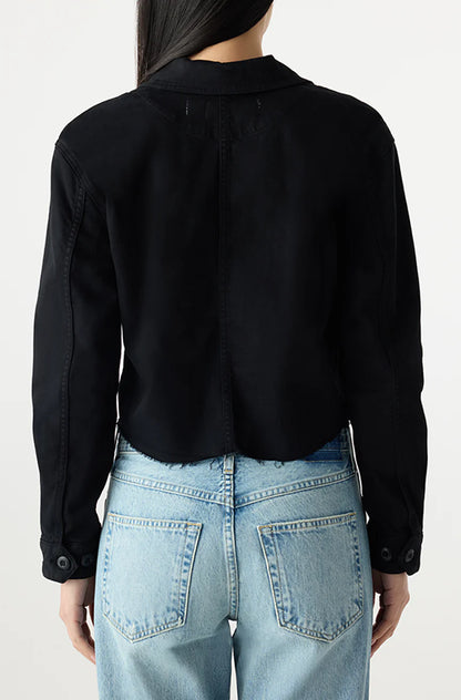 AMO | La veste courte en denim extensible Carly  - Noir