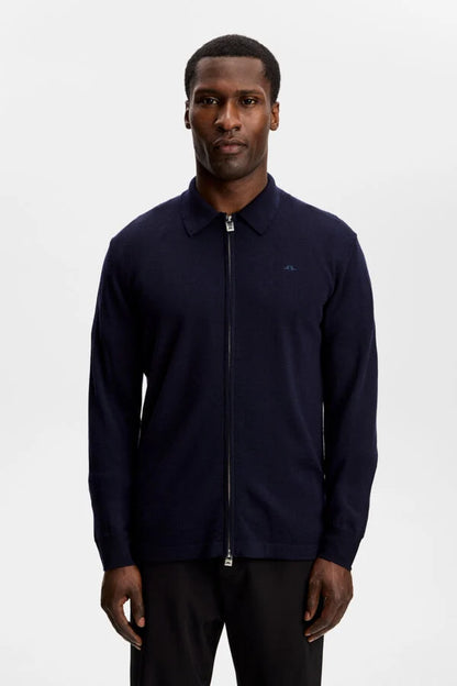 J.Lindeberg | Cardigan ''Kaleb'' en laine mérinos | Bleu marin
