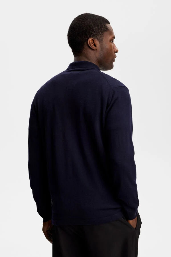 J.Lindeberg | Cardigan ''Kaleb'' en laine mérinos | Bleu marin