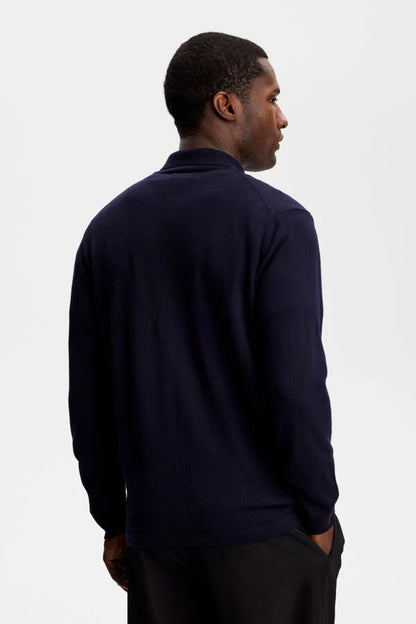 J.Lindeberg | Cardigan ''Kaleb'' en laine mérinos | Bleu marin