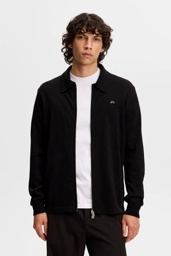 J.Lindeberg | Cardigan ''Kaleb'' en laine mérinos | Noir