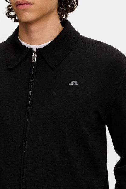 J.Lindeberg | Cardigan ''Kaleb'' en laine mérinos | Noir
