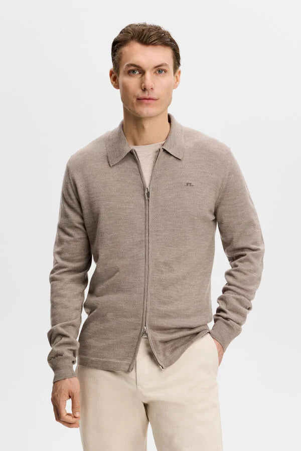 J.Lindeberg | Cardigan ''Kaleb'' en laine mérinos | Taupe
