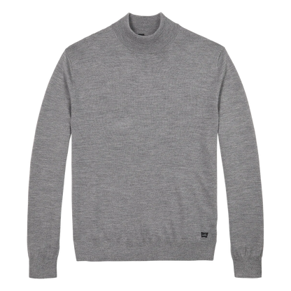 WAHTS | Pull à col montant en laine mérinos extra-fine ''BRUNT'' - Gris moyen