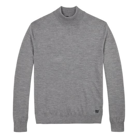 WAHTS | Pull à col montant en laine mérinos extra-fine ''BRUNT'' - Gris moyen