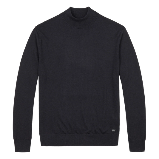 WAHTS | Pull à col montant en laine mérinos extra-fine ''BRUNT'' - Bleu Marin
