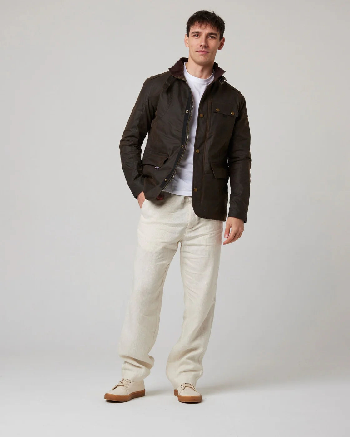 Peregrine | La veste en coton ciré ''Bexley'' - Brun