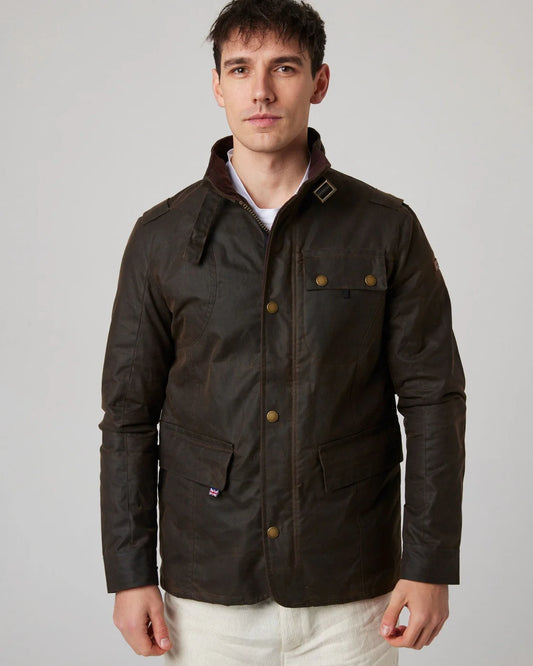 Peregrine | La veste en coton ciré ''Bexley'' - Brun