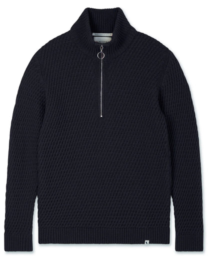 Peregrine | Pull ''Birchall'' Demi- Zip en laine mérinos - Marine