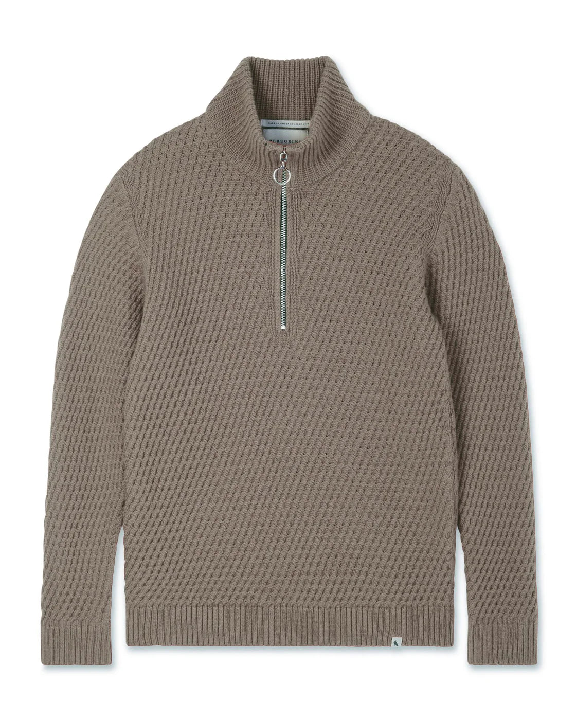 Peregrine | Pull ''Birchall'' Demi- Zip en laine mérinos - Chêne
