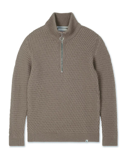 Peregrine | Pull ''Birchall'' Demi- Zip en laine mérinos - Chêne