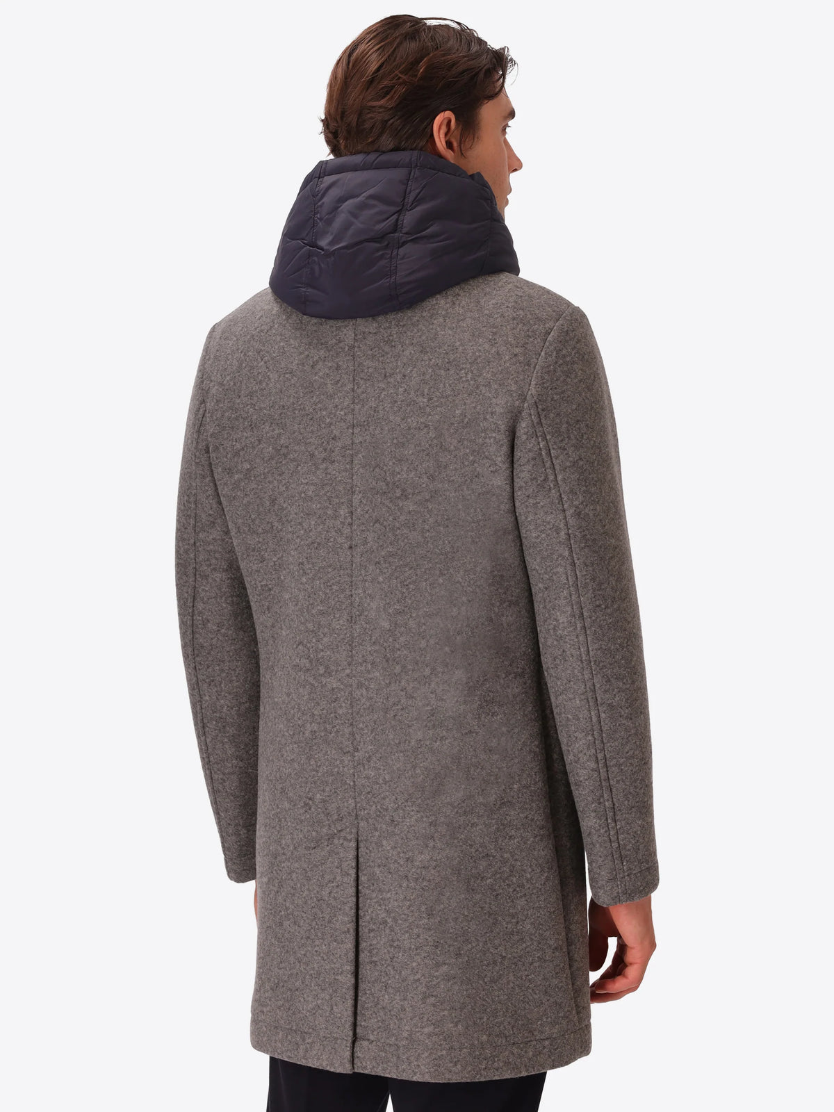 Distretto 12 | Manteau en laine bouillie avec bavette amovible  | Gris