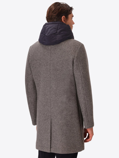 Distretto 12 | Manteau en laine bouillie avec bavette amovible  | Gris
