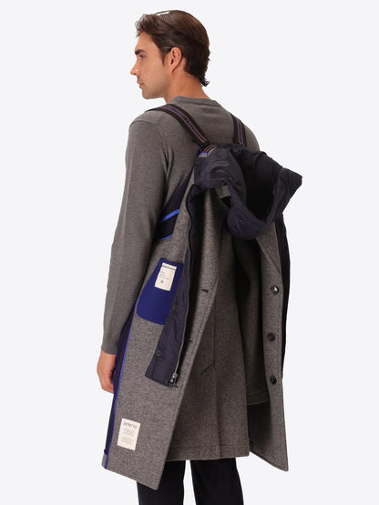 Distretto 12 | Manteau en laine bouillie avec bavette amovible  | Gris