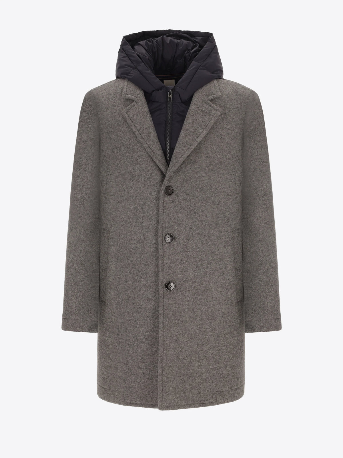 Distretto 12 | Manteau en laine bouillie avec bavette amovible  | Gris