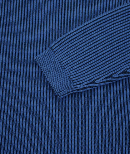 Garment Project | Pull boxy en tricot de coton bicolore - bleu/marine