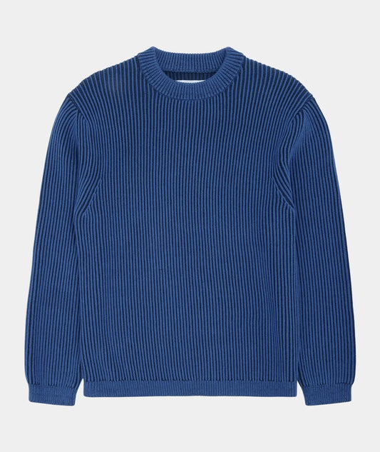 Garment Project | Pull boxy en tricot de coton bicolore - bleu/marine