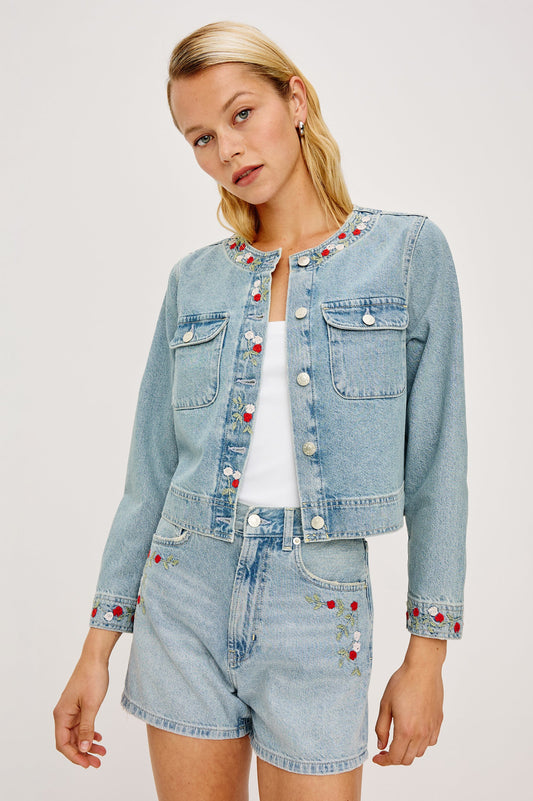 Rails | Veste en jean à broderies florales ''Capistrano'' - Bleu