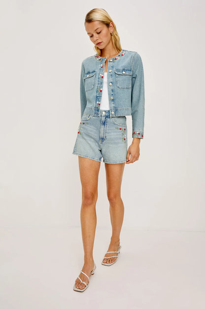 Rails | Veste en jean à broderies florales ''Capistrano'' - Bleu