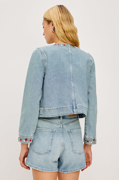 Rails | Veste en jean à broderies florales ''Capistrano'' - Bleu