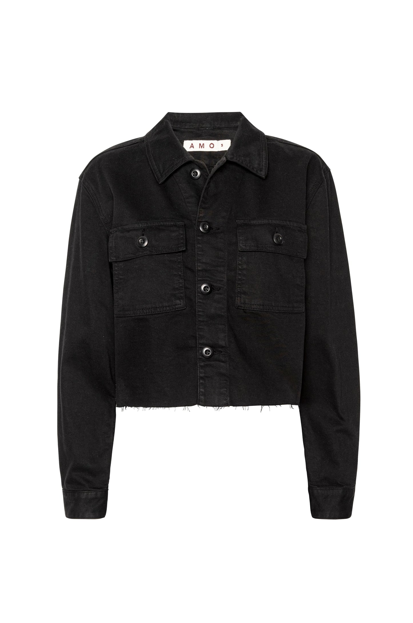 AMO | La veste courte en denim extensible Carly  - Noir