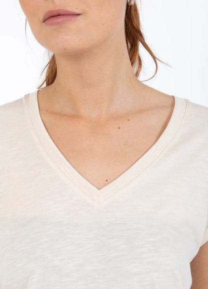 Coster Copenhagen | Tee Shirt "V-Hals" - Crème