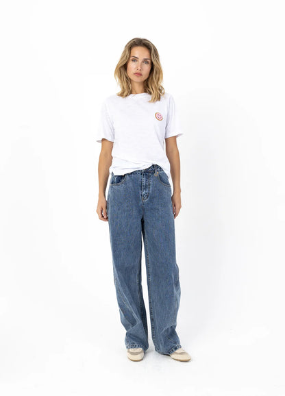 Coster | T-shirt avec écusson - Blanc/ rose