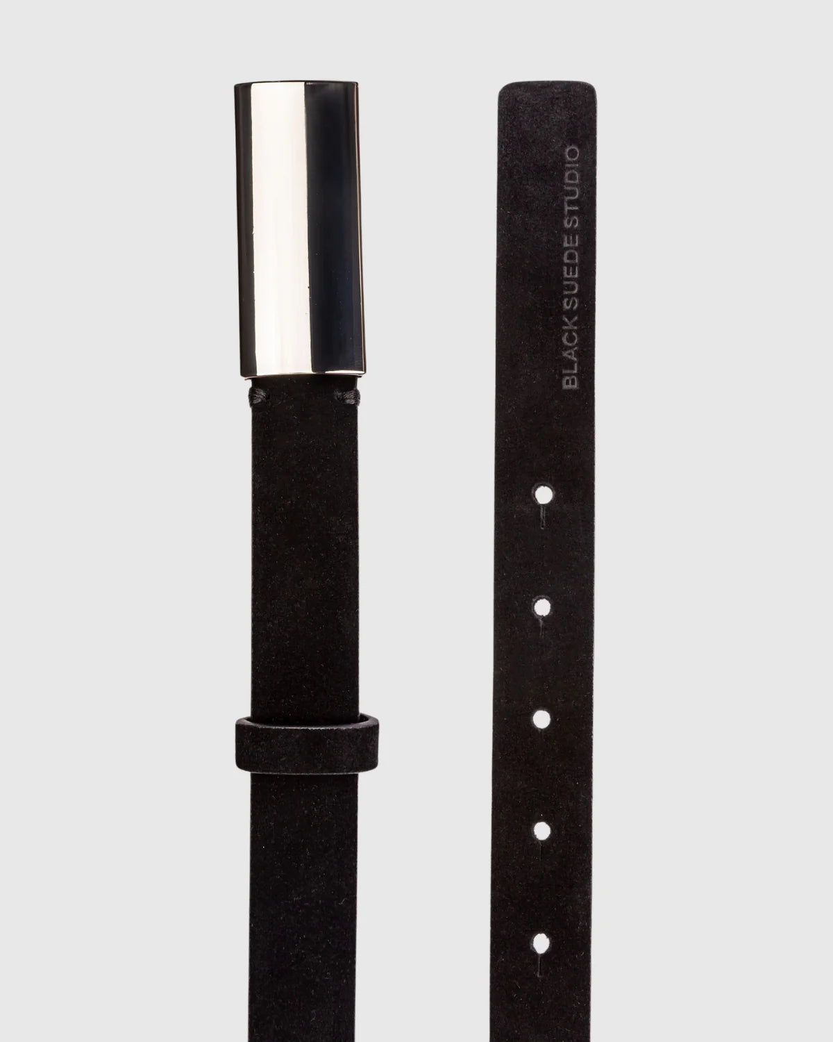 Black Suede Studio | Ceinture en cuir "City Belt" - Noir et Argent