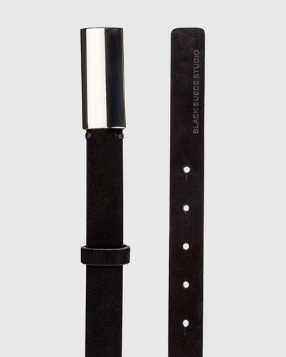Black Suede Studio | Ceinture en cuir "City Belt" - Noir et Argent