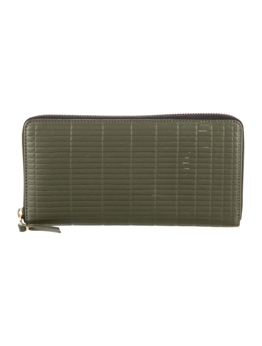 Comme des garçons | Portefeuille rectangulaire embossé quadrillé - Olive