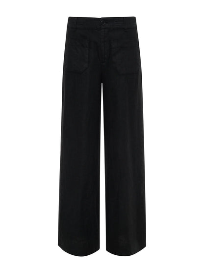 SANCTUARY | Pantalon large en lin "Marine Linen"  | Noir