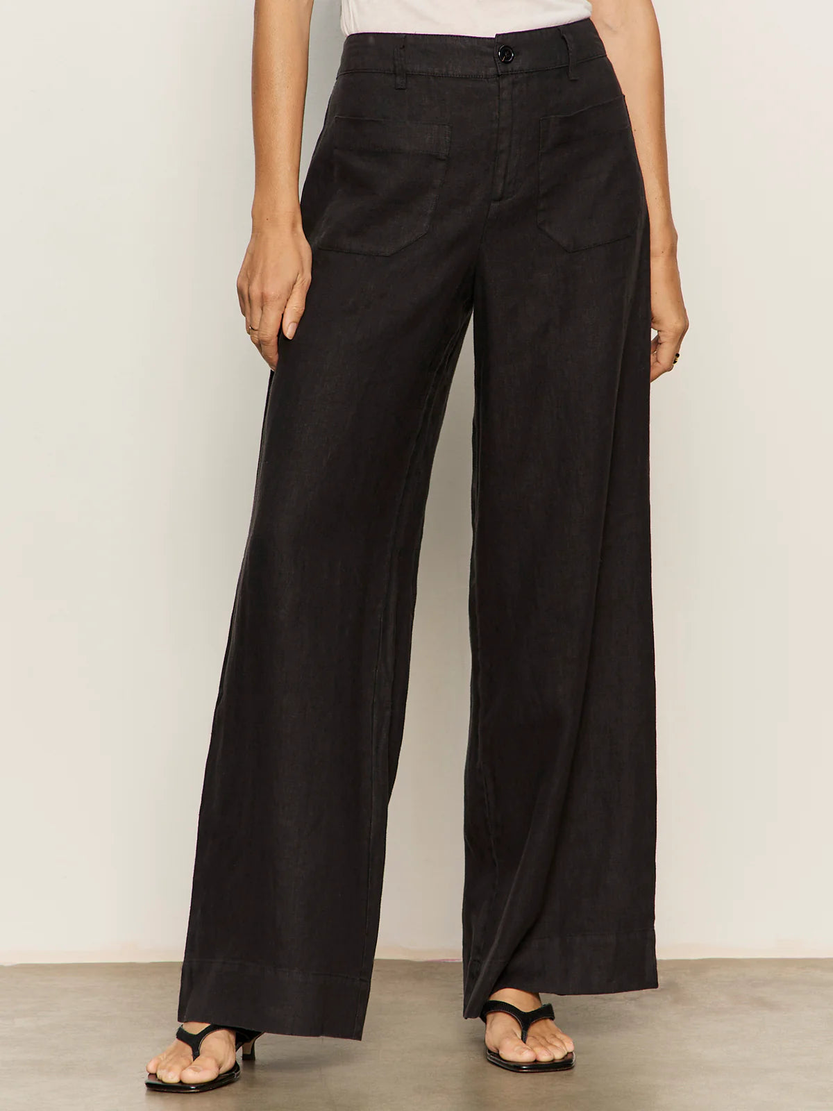 SANCTUARY | Pantalon large en lin "Marine Linen"  | Noir