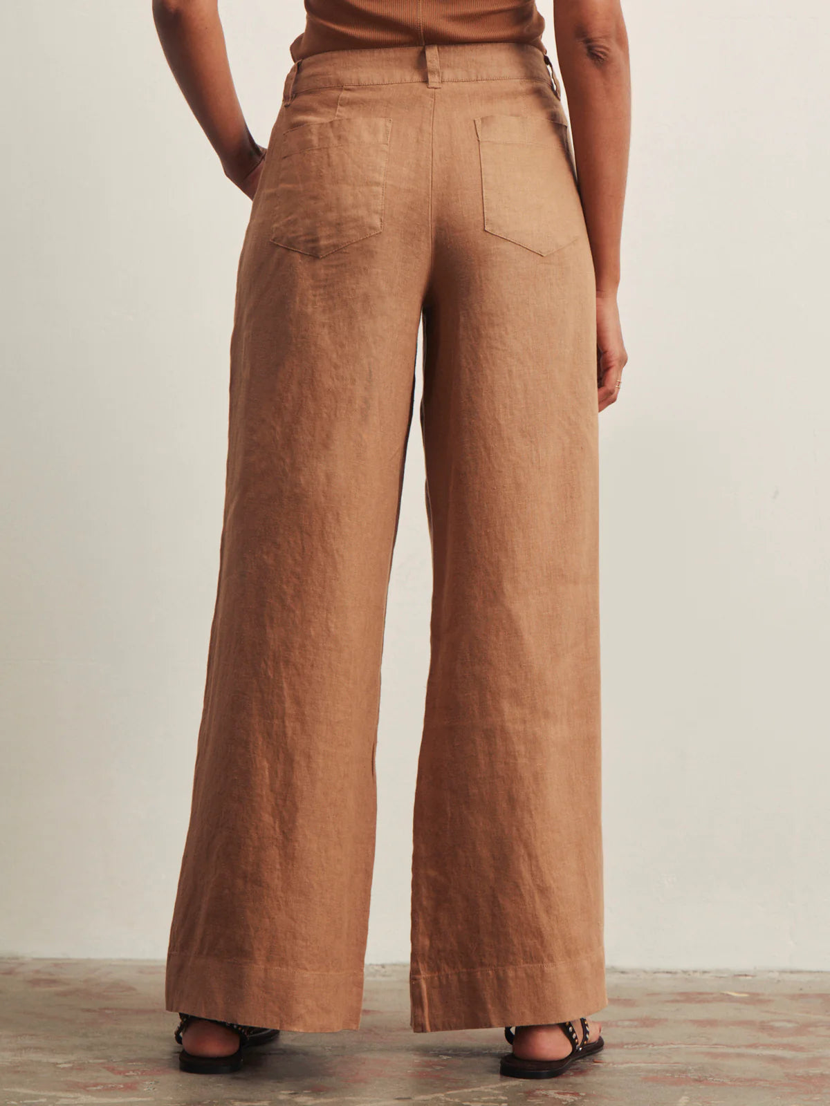 SANCTUARY | Pantalon large en lin "Marine Linen"  | Marron