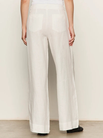 SANCTUARY | Pantalon large en lin "Marine Linen"  | Blanc