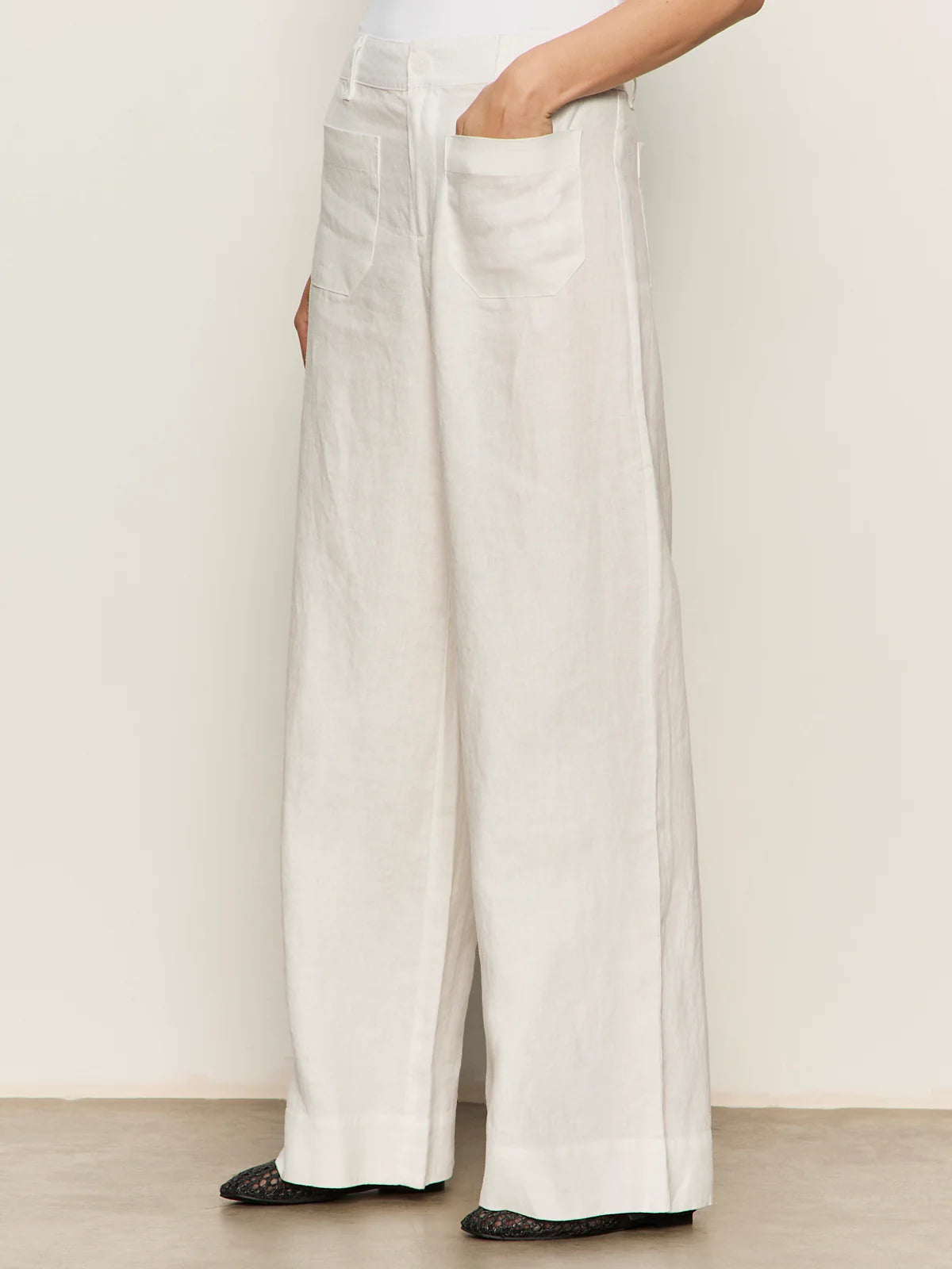 SANCTUARY | Pantalon large en lin "Marine Linen"  | Blanc