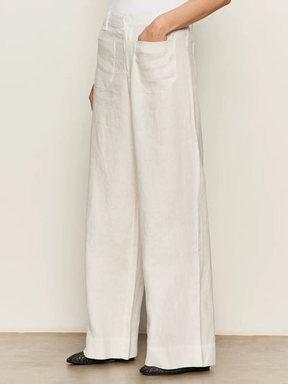 SANCTUARY | Pantalon large en lin "Marine Linen"  | Blanc