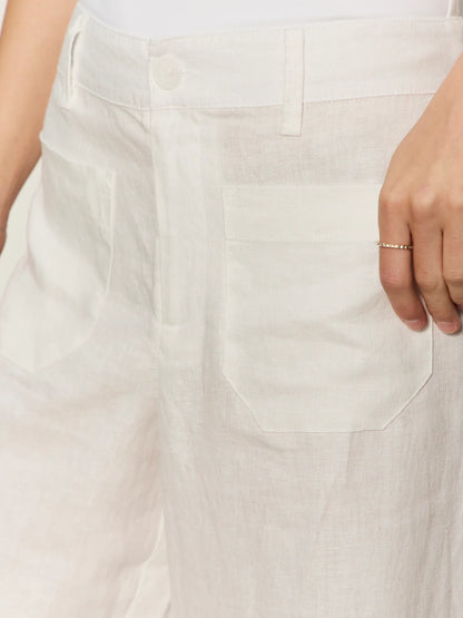 SANCTUARY | Pantalon large en lin "Marine Linen"  | Blanc
