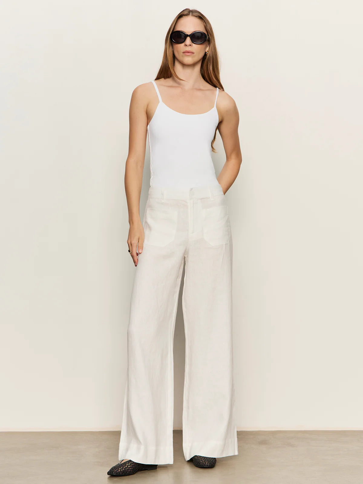 SANCTUARY | Pantalon large en lin "Marine Linen"  | Blanc