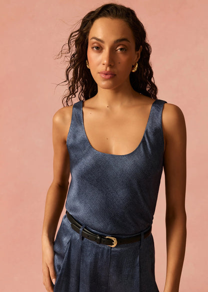 CAMI NYC | Camisole en soie "Andressa" - Bleu denim brut