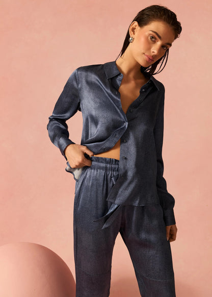 CAMI NYC | Chemisier en soie ''Crosby'' - Bleu denim brut