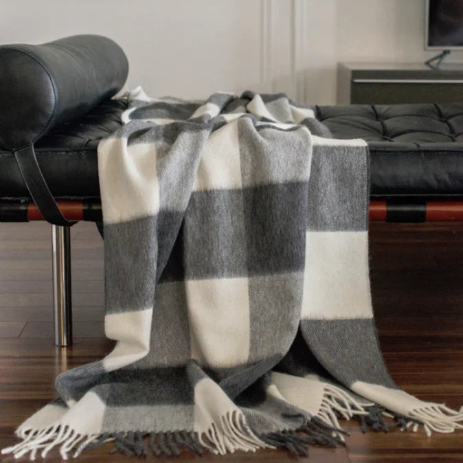 Linen Way | Couverture "St Louis" Alpaga - Ivory et Gris