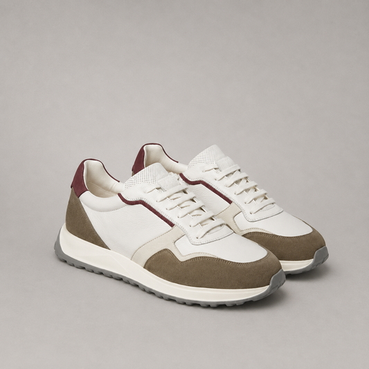 Fabiano Ricci | Baskets BLISS RUN en daim et cuir -Olive/Blanc