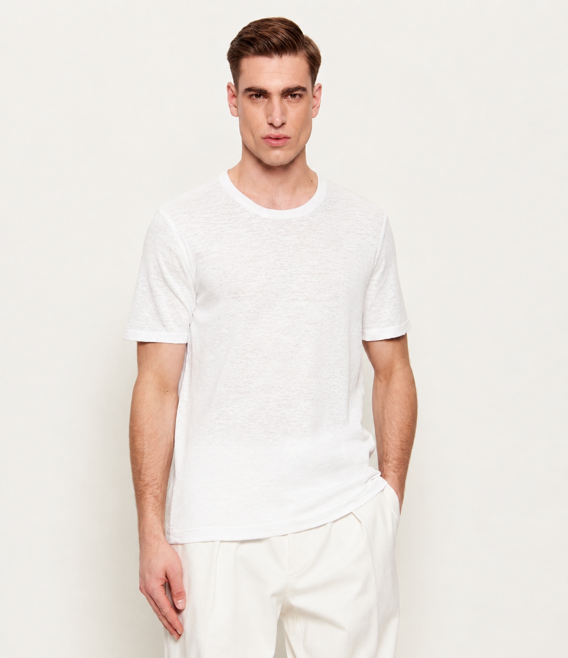 SAND Copenhagen | Le T-shirt en maille de Lin - Blanc