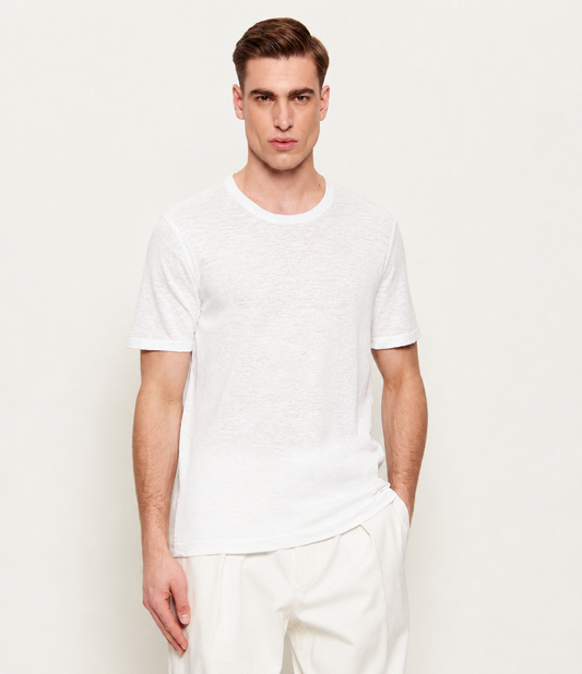 SAND Copenhagen | Le T-shirt en maille de Lin - Blanc