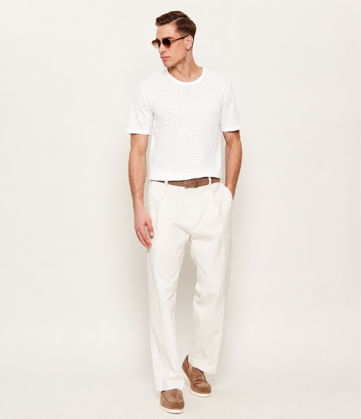 SAND Copenhagen | Le T-shirt en maille de Lin - Blanc