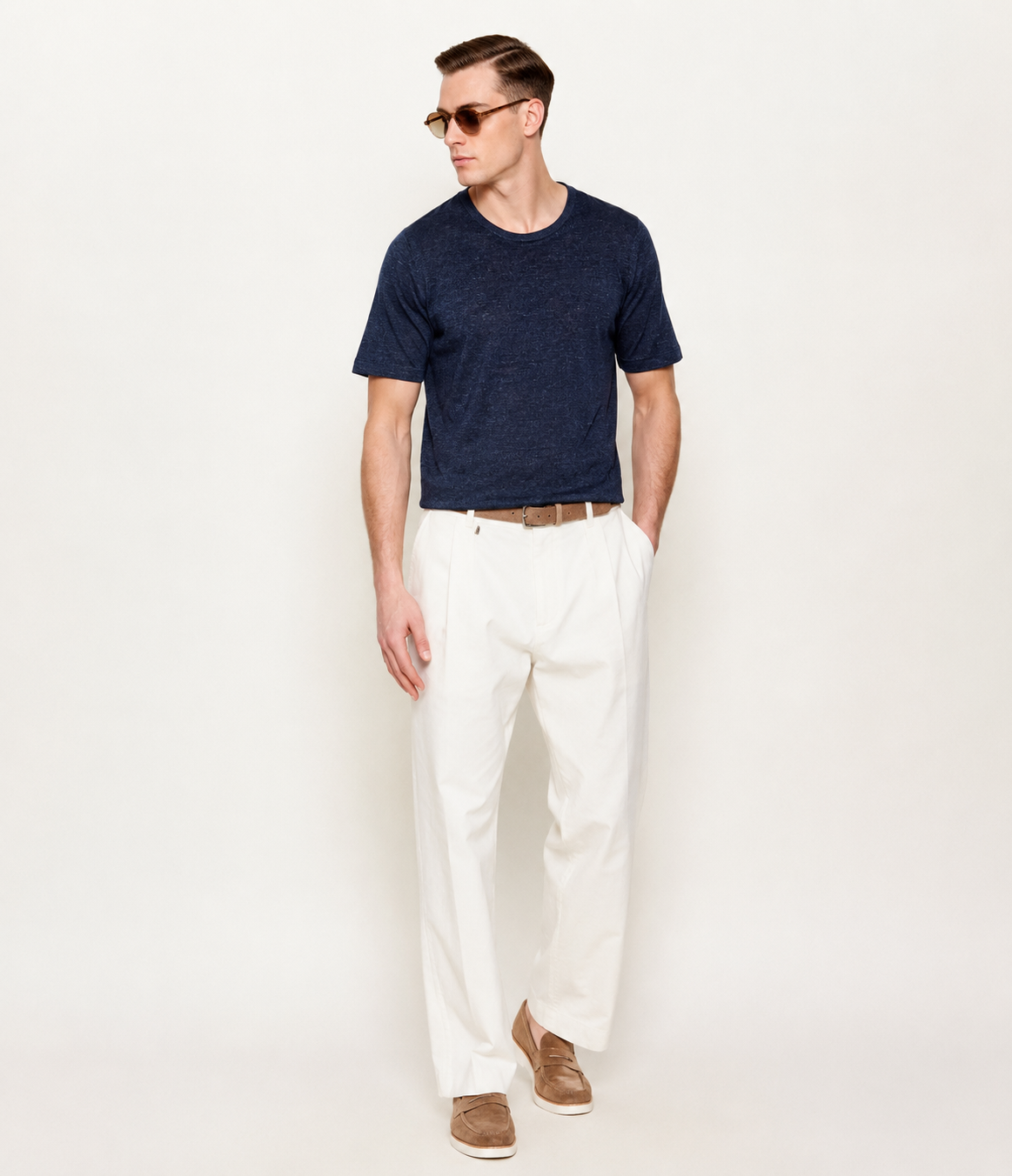 SAND Copenhagen | Le T-shirt en maille de Lin - Marine